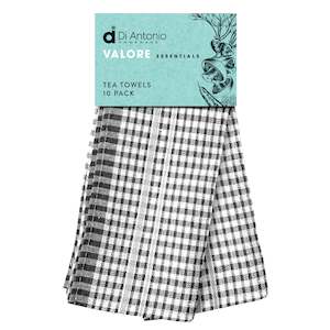 Tea Towels Set 10 Black and Grey Valore Essentials