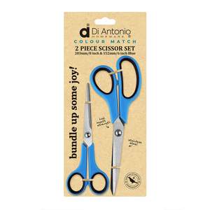 Kitchenware: Scissors Set 2 Pce 203mm (8") & 152mm (6") S/S Blue