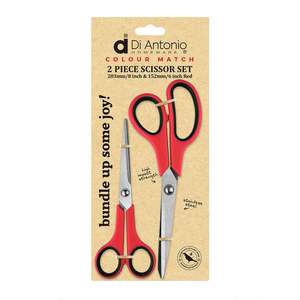 Kitchenware: Scissor Set 2pc 203mm (8") & 152mm (6") S/S Red