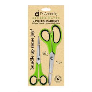 Kitchenware: Scissor Set 2pc 203mm (8") & 152mm (6") S/S Green