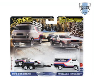 Products: Team Transport 78 DMC Delorean with HW Rally Hauler Diecast Collectables