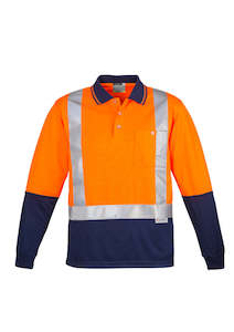 Screen Printing Embroidery Services Casual Clothing: Mens Hi Vis Spliced Long Sleeve Polo - Shoulder Taped