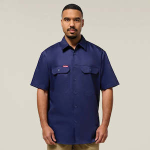Trades: Short Sleeve Open Front Cotton Drill Work Shirt - Y07510