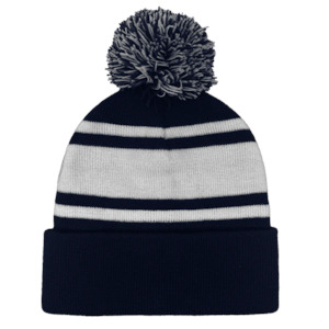 Headwear: Cuffed Knitted Pom Pom Beanie - B1900
