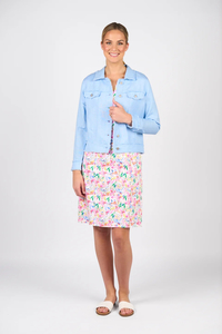 Linen Jacket With Frayed Seams Sky Blue – Vassalli