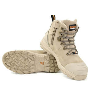 Health Safety: Bison Xt Zip Side Lace Up Boot Stone