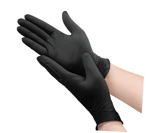 Gloves 1: Hytec Black Nitrile Exam Gloves Powder Free - 1 Pack of 100 Gloves