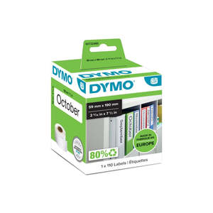 Packaging: Dymo LabelWriter Lever Arch Spine Labels 59mmx190mm Roll 110