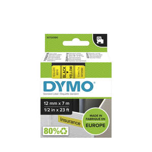 Packaging: Dymo D1 Labelling Tape 12mmx7m Black On Yellow