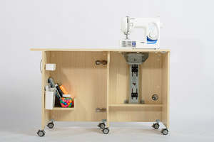 Sewing Cabinets Tables: Foldable Sewing Cabinet & Table Light Oak White