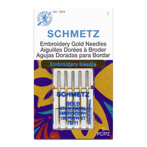 Schmetz GOLD Embroidery Machine Needles - Titanium Nitride Hardened