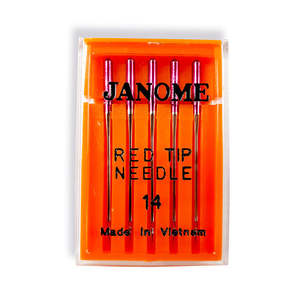 Janome Needles: Janome Dense Embroidery Red Tip Needles Size 14