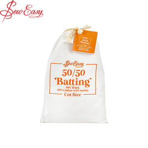 Fabrics: 50/50 Wool Cotton Batting - Pre Cut Cot Size - 50x60"