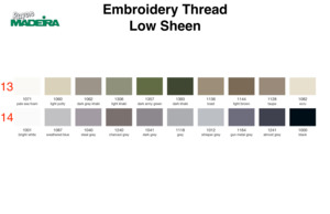 Embroidery Thread: Madeira Rayon 40 Embroidery Thread 200m. Group 13-14