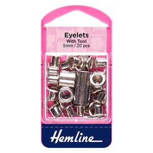 Bag Making Equipment Accessories: Hemline Eyelets with Included Tool - 7mm Nickel Silver 20 pcs Set