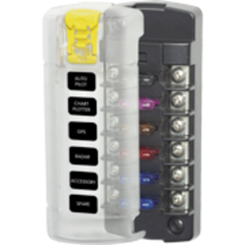 Circuit Protection: Blue Sea Blade Fuse Holder – 6 Independent Circuits with Cover