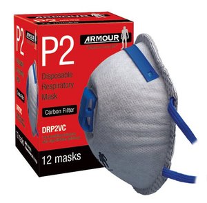 Armour Disposable Respirator Valve P2 Charcoal Mask, 1 Pack