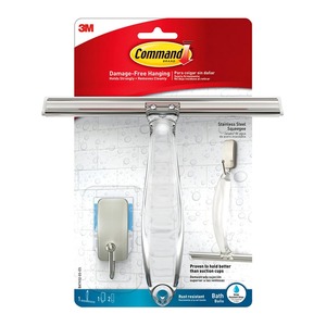 Command Metal Bath Hook and Squeegee (BATH32-SS-ES)
