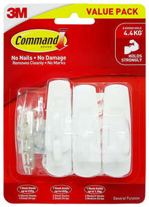 Command Hook 17013-10 Assorted Clear White, Value Pack of 10