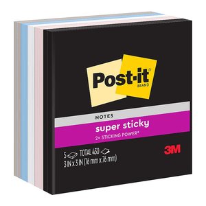 Post-it Super Sticky Notes 76mm x 76mm Simply Serene, Pack of 5 (654-5SSNE)