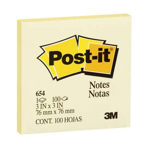 Post It: 3M Sticky Post It Note 76 x 76mm (654-1CY)