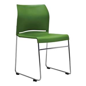 Buro Envy Stacking Chairs, Green, Reflective Silver Frame, Free trolley with eve&hellip;