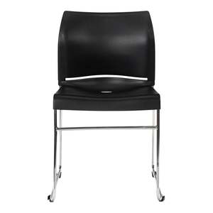 Buro Envy Stacking Chairs, Black, Reflective Silver Frame, Free trolley with eve&hellip;