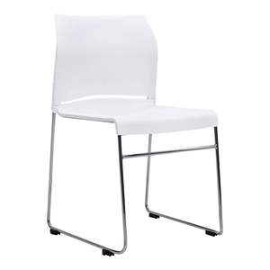 Buro Envy Stacking Chairs, White, Reflective Silver Frame, Free trolley with eve&hellip;