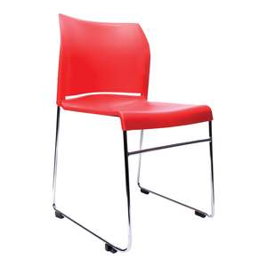 Buro Envy Stacking Chairs, Red, Reflective Silver Frame, Free trolley with every 40 ordered
