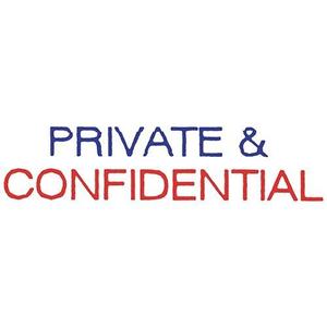 Dixon PRIVATE & CONFIDENTIAL Self Inking Rubber Stamp, Red/Blue