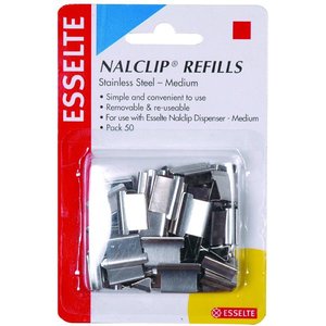 Esselte Metalware Nalclip Refills, Medium, Steel, Pack of 50