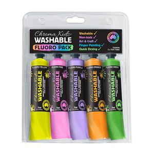 Chroma Kidz Washable Acrylic Fluoro Paint 5 x 75ml Set