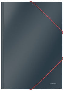 Leitz Cosy A4 Folder, 3 Flap, Elastic Closure, Grey