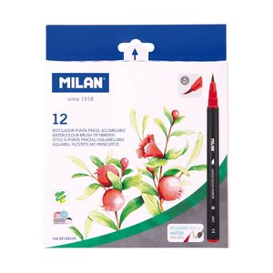 Milan Brush Tip Watercolour Markers, Assorted, Pack of 12