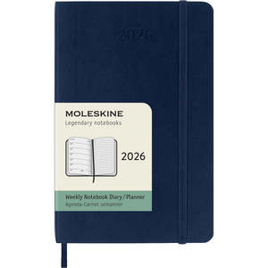 2026 Moleskine 90mm x 140mm Soft Cover Pocket Diary plus Notes, Week To View, Sapphire Blue