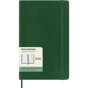 2026 Moleskine 130mm x 210mm Soft Cover Diary plus Notes, Week To View, Myrtle Green