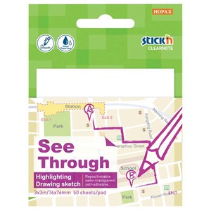 Stickn: Stick'n Clearnote White 76x76mm 50 Sheets, Transparent