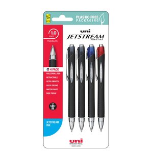 Uni Jetstream 1.0mm Medium Retractable Pen, Assorted Colours, 4's pack