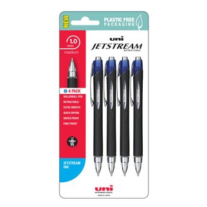 Uni Jetstream 1.0mm Medium Retractable Pen, Blue, 4's pack