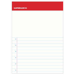 Warwick: Warwick Sticky Note Pad, Half Plain, Half 30mm Lined, 495mm x 695mm, 30 Sheets