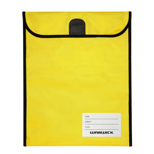 Warwick: Warwick Homework Bag, XL, 450mm x 360mm, Hook & Loop Closure, Yellow