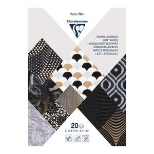 Clairefontaine Artisan Paper Pad Metallic Blacks, A4, 20 Sheets