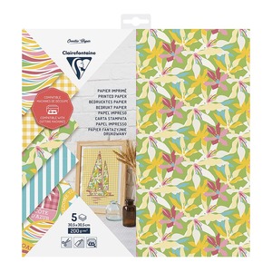 Clairefontaine: Clairefontaine Cutting Paper Printed 200g 30.5x30.5cm, Pack of 5