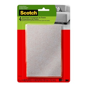 Scotch: Scotch Felt Pads, 10.1cm x 15.2cm Rectangle, Beige, Pack of 4 (SP840)