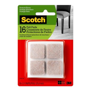 Scotch: Scotch Felt Pads, 2.54cm Square, Beige, Pack of 16 (SP844)