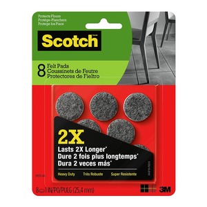 Scotch Heavy Duty Felt Pads, 2.5cm Round, Pack of 8 (SP870)