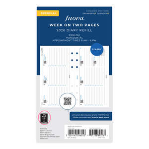 2026 Filofax Personal Refill Classic, Week To View With Appointments, Landscape,&hellip;