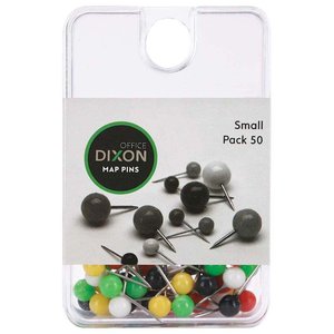 Dixon Map Pins Assorted Colours Small x 50