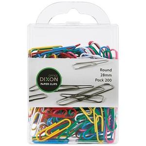 Dixon Round Coloured Paper Clips 28mm x 200