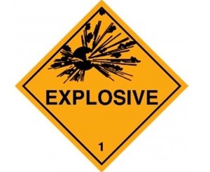 EXPLOSIVE 1 Printed Permanent Adhesive Label 99mm x 99mm x 500 Labels per roll